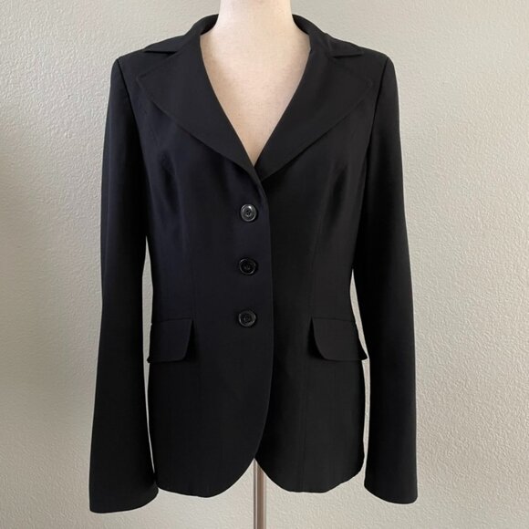 Semantiks Womens Black Three Button Blazer Suit Office Work Jacket | Size 12 - Picture 1 of 10